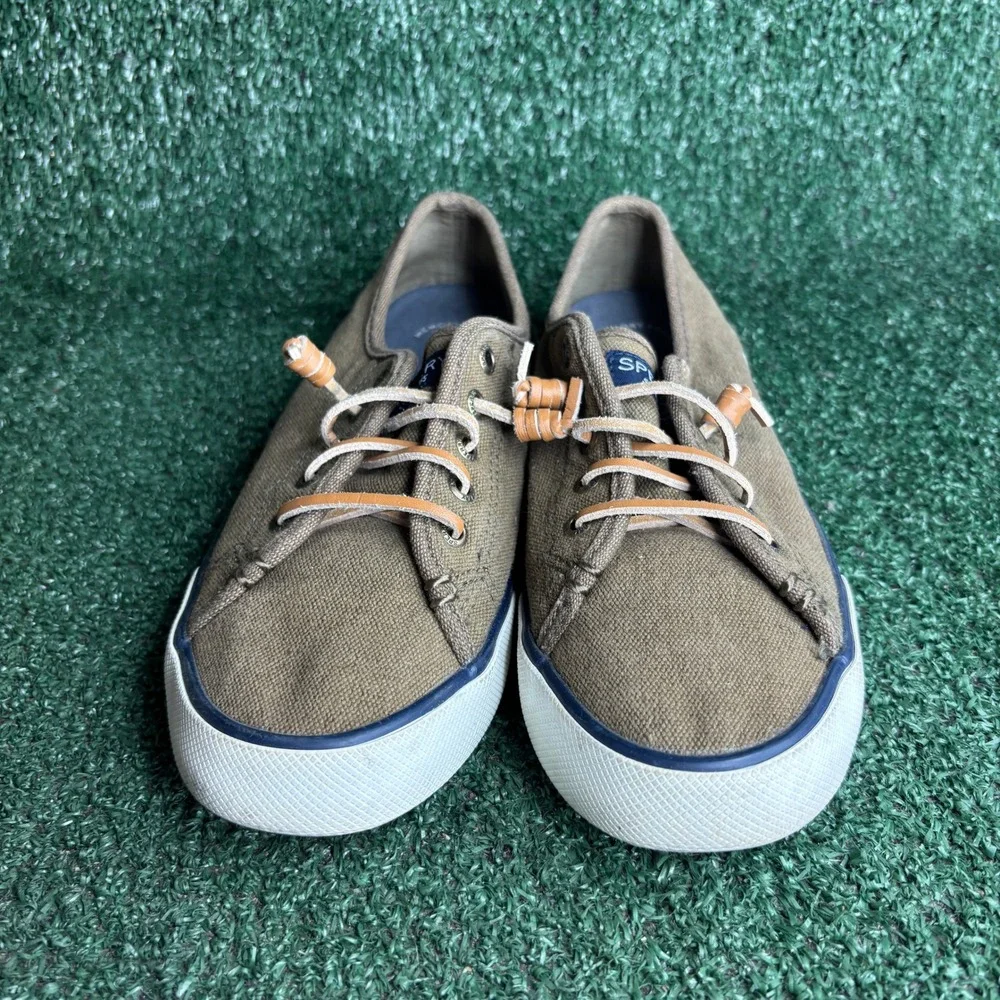Sperry Crest Vibe Canvas Memory Foam Nautical Casual Sneaker Brown‎ Womens 6.5